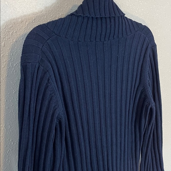 Chadwicks Navy Blue Ribbed Thick Knit Sweater, Shawl Collar Pullover Size L - Picture 9 of 12